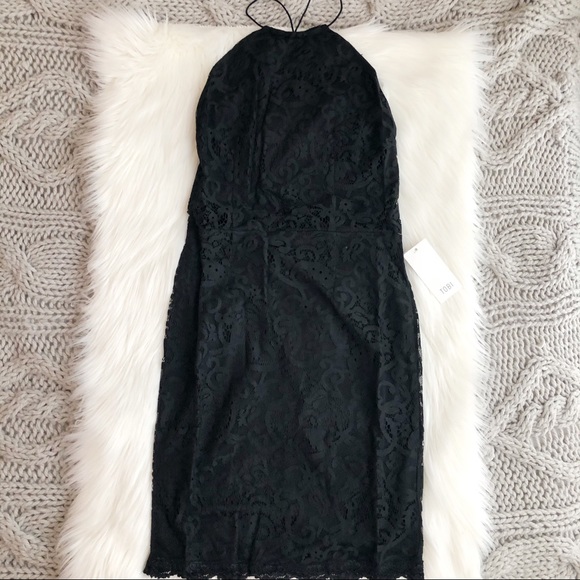 Tobi Dresses & Skirts - Black lace halter neck open back dress